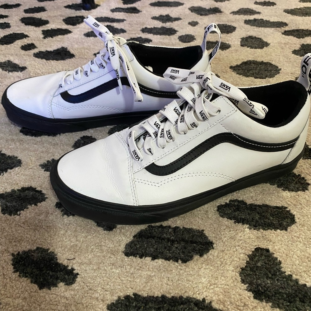 Vans - white leather- size 10 women/ 8.5 men